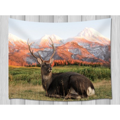 Elk Resting on Grass Tapestry Wall Hanging for Living Room Bedroom Dorm Decor   263623058904